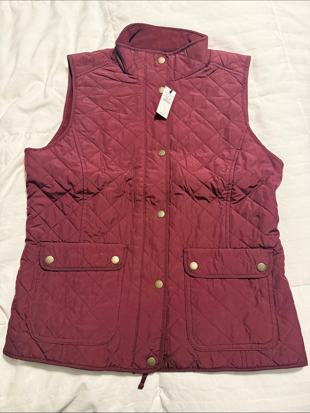 NWT - Talbots - Quilted Diamond Vest in Wine Red - Small